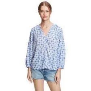 Gap COTTON Easy Peasant Blouse Boho Bohemian Batik Tie Dye Small S Hippie Cover